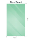 110x210cm Glass Shower Screen with Chrome U-Brackets and Floor U-Bracket