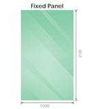 120x210cm Glass Shower Screen with Nickel U-Brackets and Round Pole - 45-Degree Angle