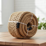 35m 100% Natural Jute Rope Twisted Decking Cord Garden Boating Sash Camping 32mm - Side View
