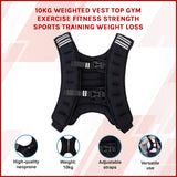 10KG Weighted Vest Top Gym Exercise Fitness Strength Sports Training Weight Loss - Rear View
