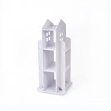 Rotating Bookcase Bookshelf Kid's Book Organiser Rack Wooden Castle Display Shelf - Side View