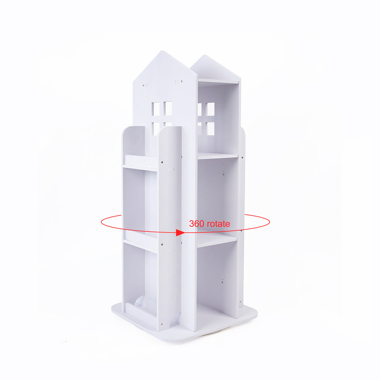 Rotating Bookcase Bookshelf Kid's Book Organiser Rack Wooden Castle Display Shelf