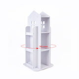 Rotating Bookcase Bookshelf Kid's Book Organiser Rack Wooden Castle Display Shelf
