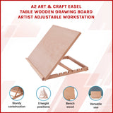 A2 Art & Craft Easel Table Wooden Drawing Board Artist Adjustable WorkStation