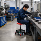 Rolling Shop Stool Mechanics Garage Stool Adjustable Work Seat Creeper - Side View