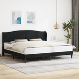 Bed Frame with Headboard Black 180 x 200 cm Faux Leather - Front View