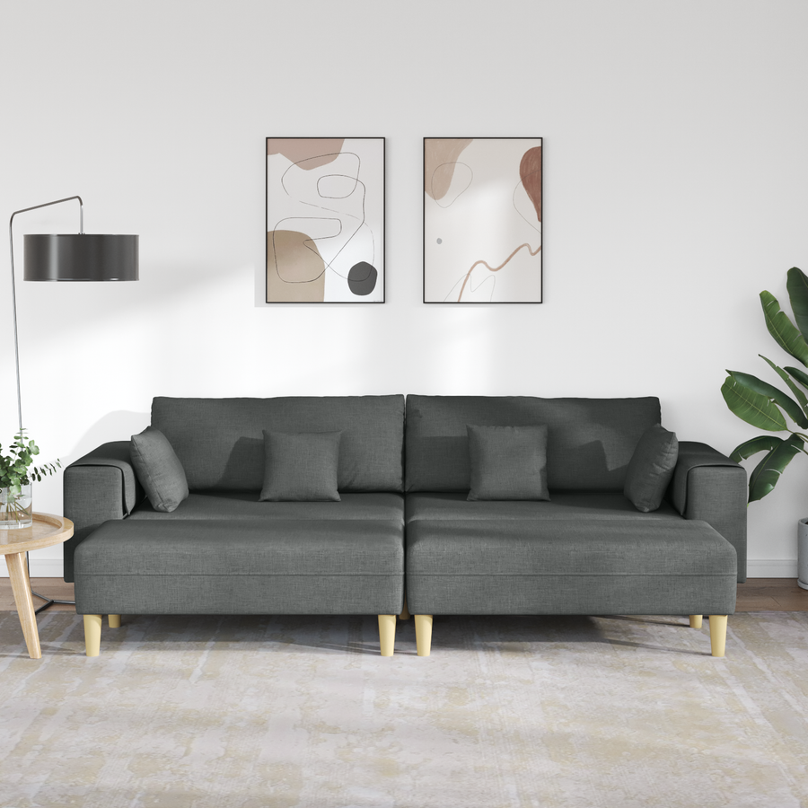 Sofa 3 pcs Dark Grey Fabric