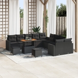 Garden Sofa Set with Cushion 17 pcs Black Poly Rattan