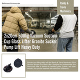 2x20cm 500kg Vacuum Suction Cup Glass Lifter Granite Sucker Pump Lift Heavy Duty - Rear View
