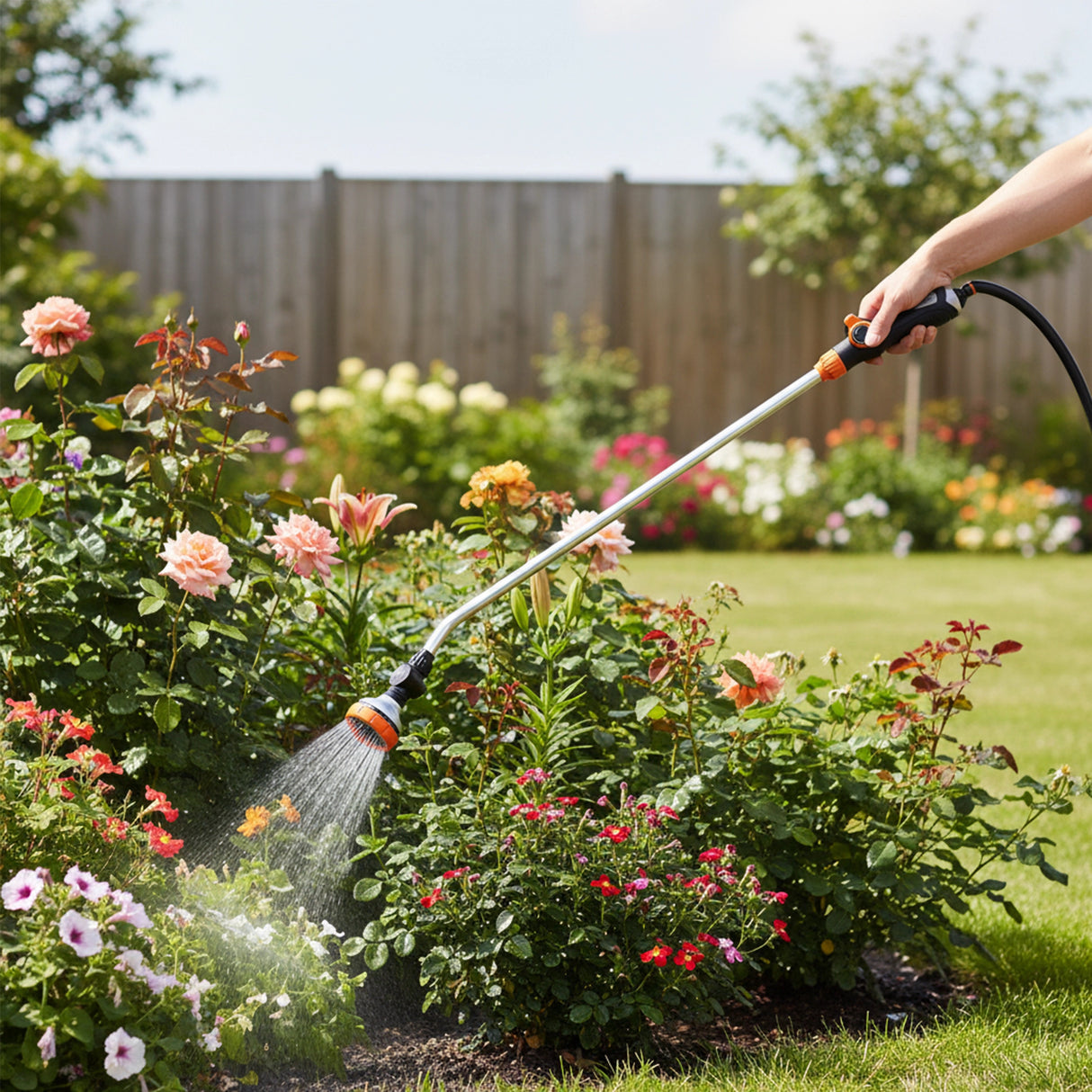 Garden Hose Lance Spray Long Reach 90cm Multi Gun Hanging
