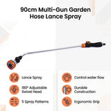 Garden Hose Lance Spray Long Reach 90cm Multi Gun Hanging