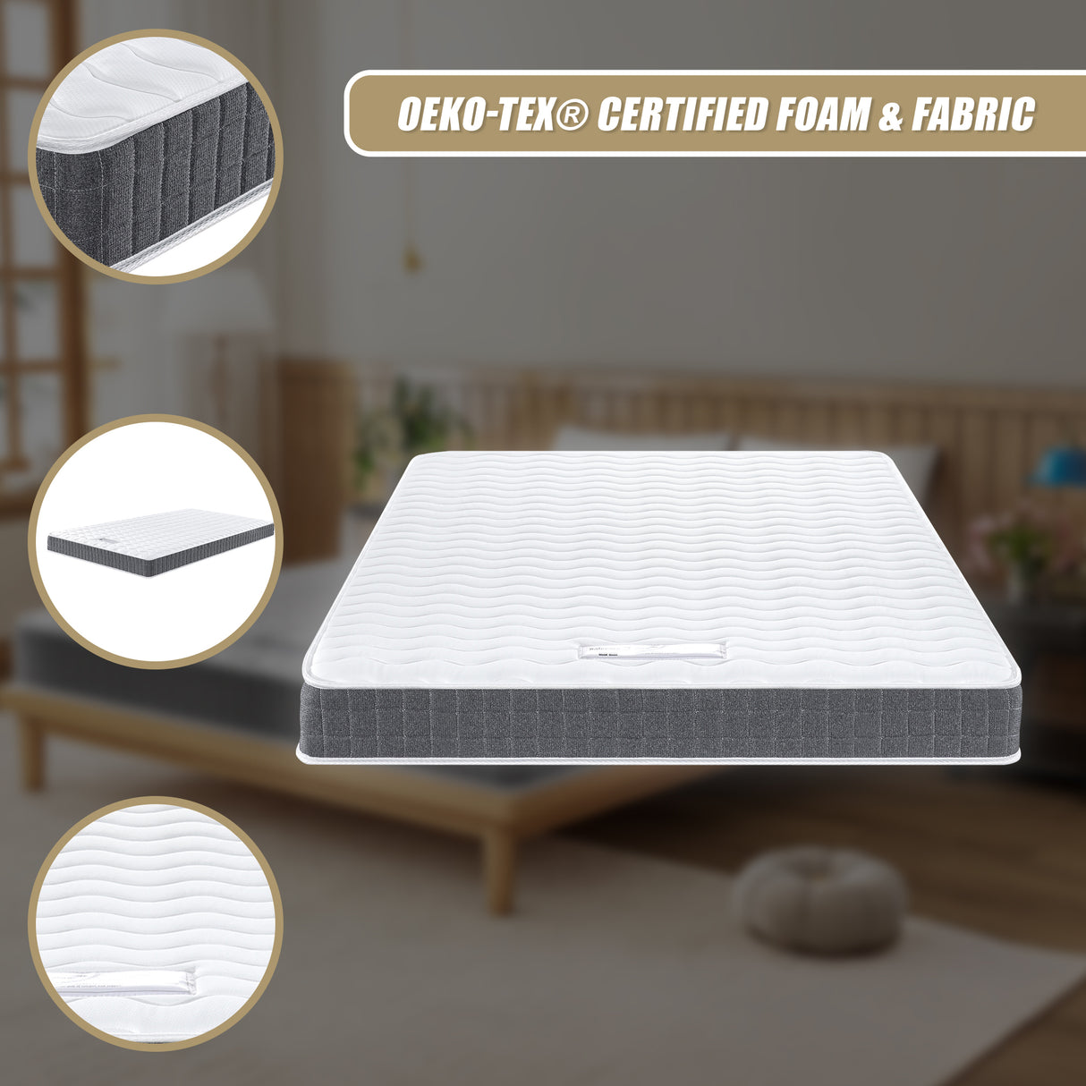 Double Memory Foam Mattress &ndash; OEKO-TEX&reg; Textile & CertiPUR-US&reg; Certified Foam