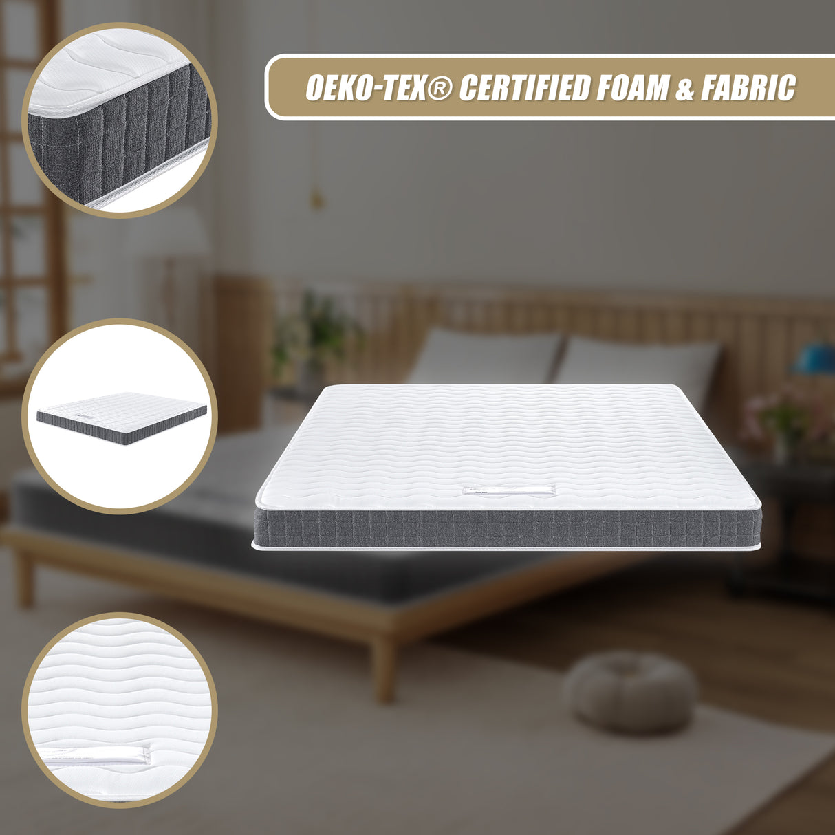 King Memory Foam Mattress &ndash; OEKO-TEX&reg; Textile & CertiPUR-US&reg; Certified Foam