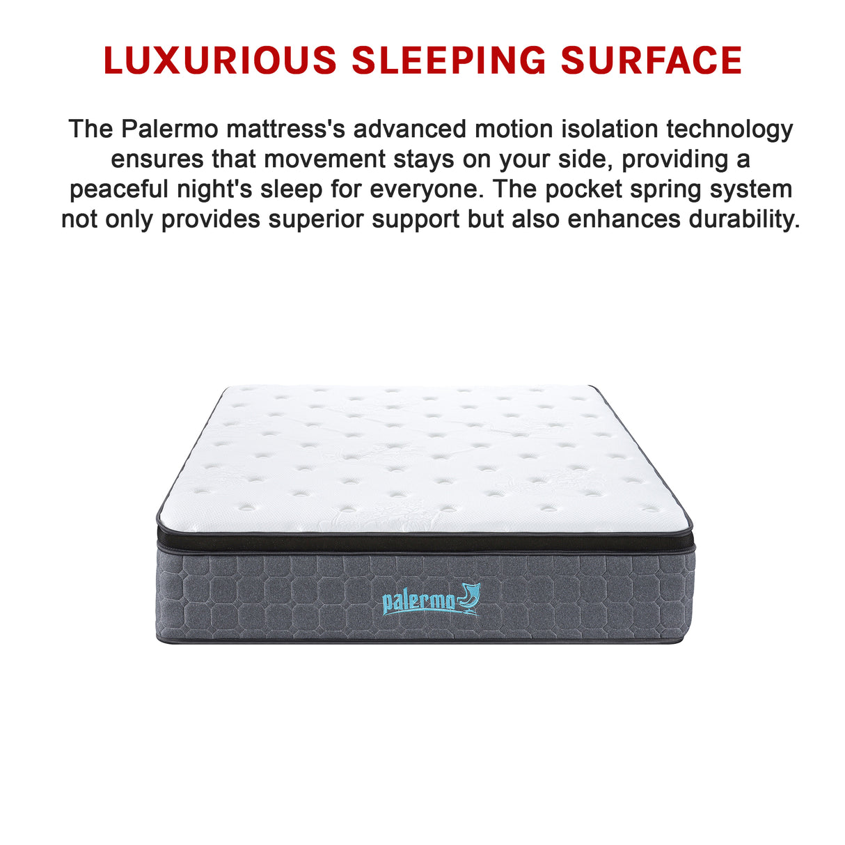 Queen Euro Top Pocket Spring Mattress &ndash; Motion Isolation Comfort with CertiPUR-US&reg; Certified Foam Layers