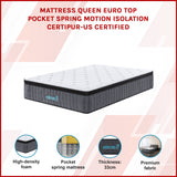Queen Euro Top Pocket Spring Mattress &ndash; Motion Isolation Comfort with CertiPUR-US&reg; Certified Foam Layers - Side View