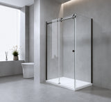 Hardware Accessories for Frameless Glass Sliding Door Shower Screen in Black - Front View