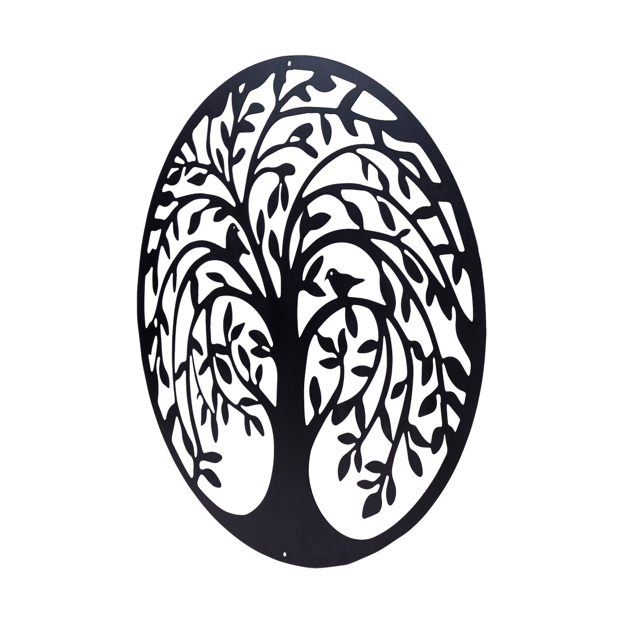60cm Tree of Life & Birds Round Metal Wall Garden Art Sculpture