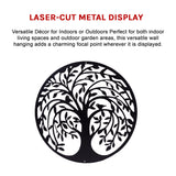 60cm Tree of Life & Birds Round Metal Wall Garden Art Sculpture - Close-Up Angle