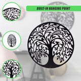 60cm Tree of Life & Birds Round Metal Wall Garden Art Sculpture - Low Angle