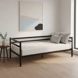Single Daybed Metal Frame Sofa Premium Black Day Bed Steel Support - Side View