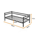 Single Daybed Metal Frame Sofa Premium Black Day Bed Steel Support - Low Angle
