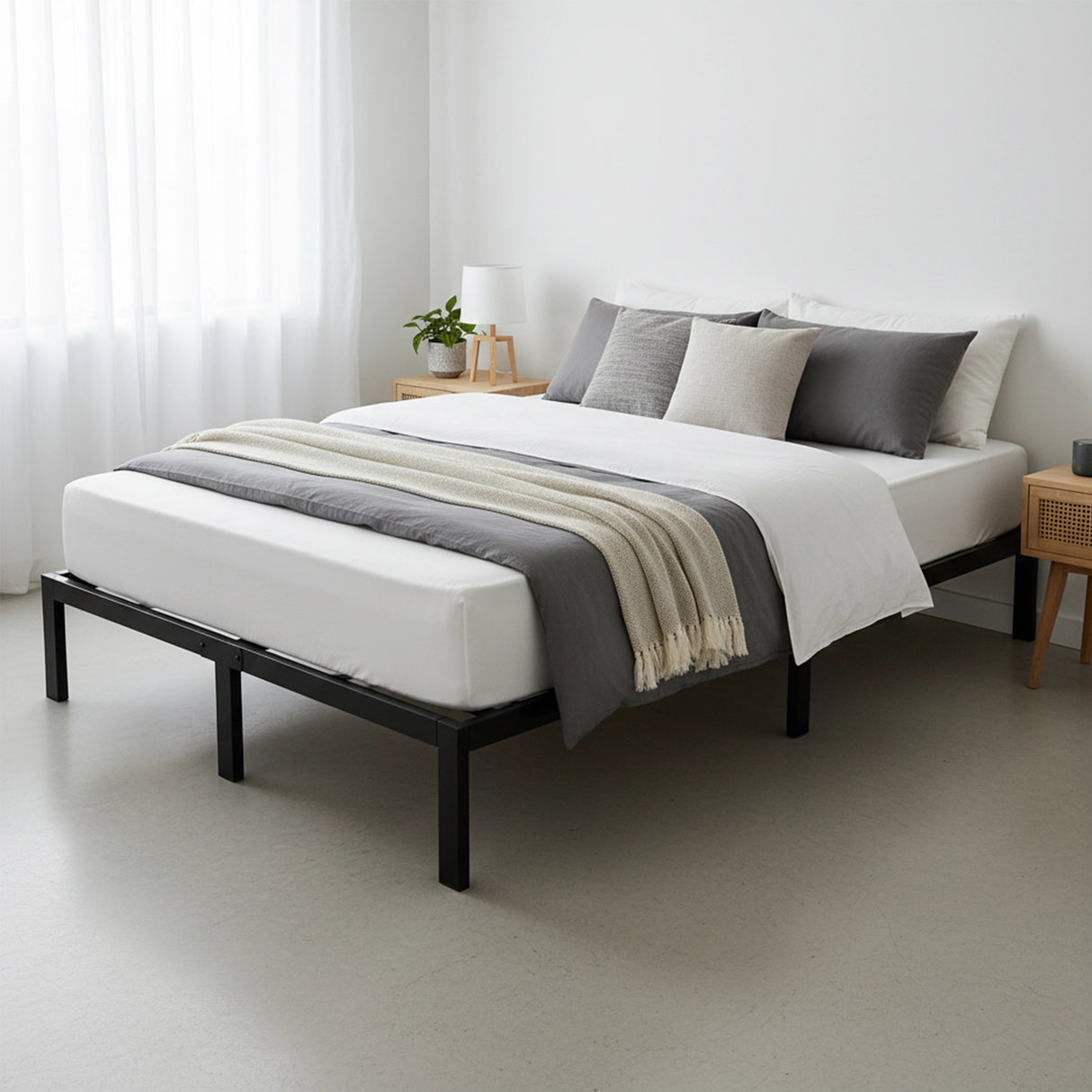Double Full Metal Bed Frame Base &ndash; Sturdy Steel Bed Base for Australian Mattress