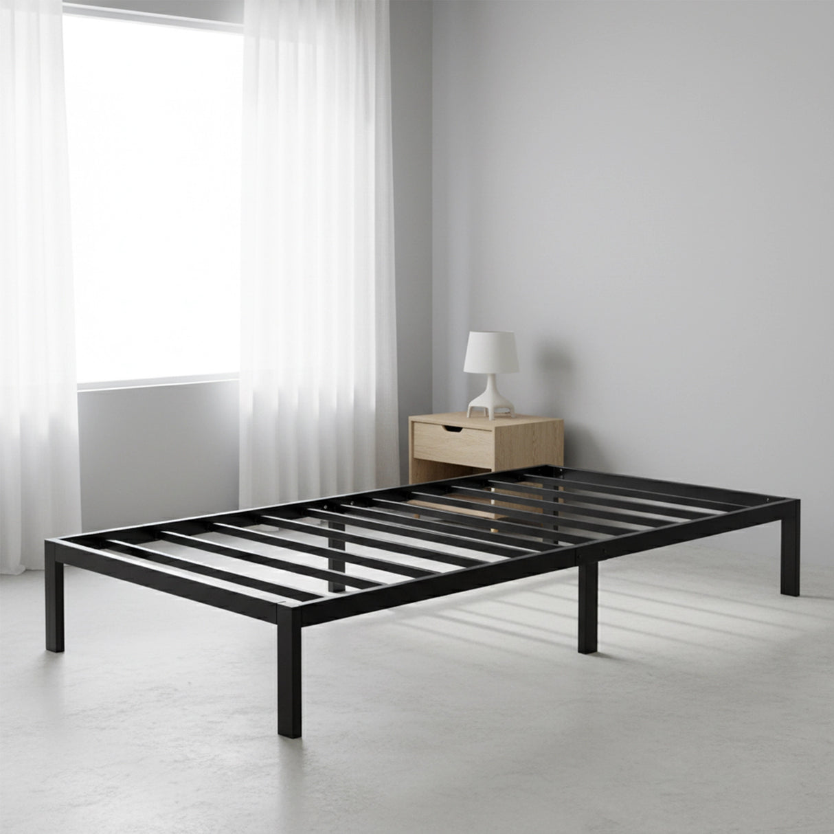 Single Full Metal Bed Frame Base &ndash; Sturdy Steel Bed Base for Australian Mattress