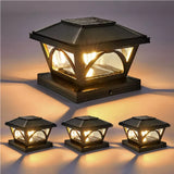 2 Pack Outdoor Flame Light Solar Post Deck Fence Cap - Side View