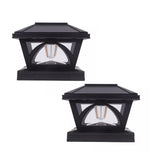 2 Pack Outdoor Flame Light Solar Post Deck Fence Cap - Top-Down View