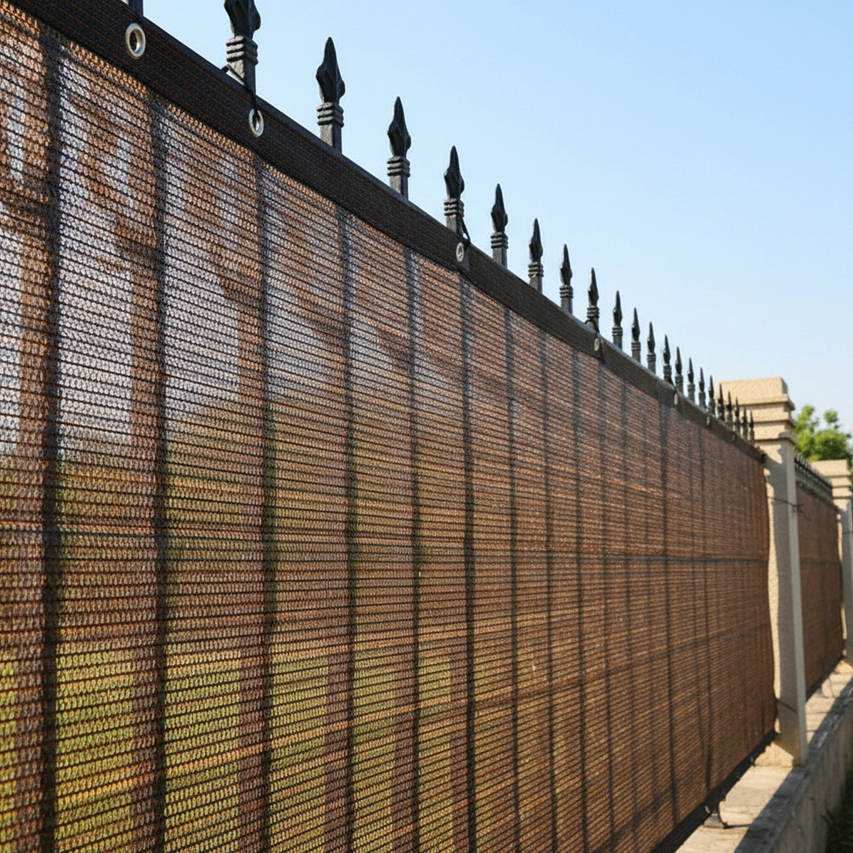 15m x 2m Fence Windscreen Privacy Screen Shade Cover Coffee Fabric Mesh Garden