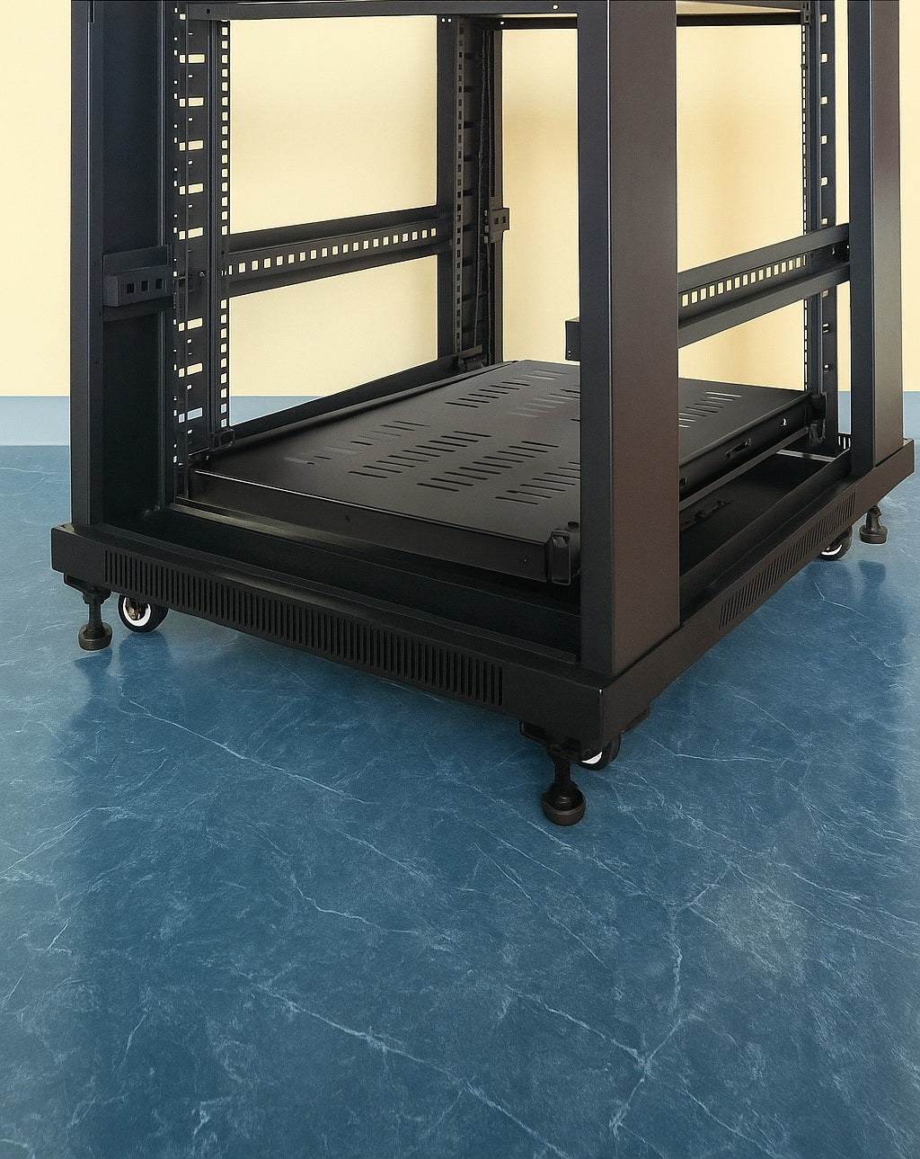 1U Sliding Server Rack Shelf 26 Inch Deep Vented for 19 Inch Cabinet