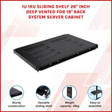 1U Sliding Server Rack Shelf 26 Inch Deep Vented for 19 Inch Cabinet - Front View