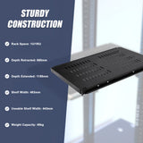 1U Sliding Server Rack Shelf 26 Inch Deep Vented for 19 Inch Cabinet