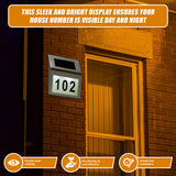 Solar Powered House Number LED Light Stainless Steel Address Signs Plaques - Extra Image