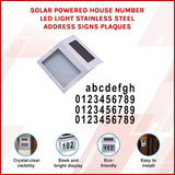 Solar Powered House Number LED Light Stainless Steel Address Signs Plaques