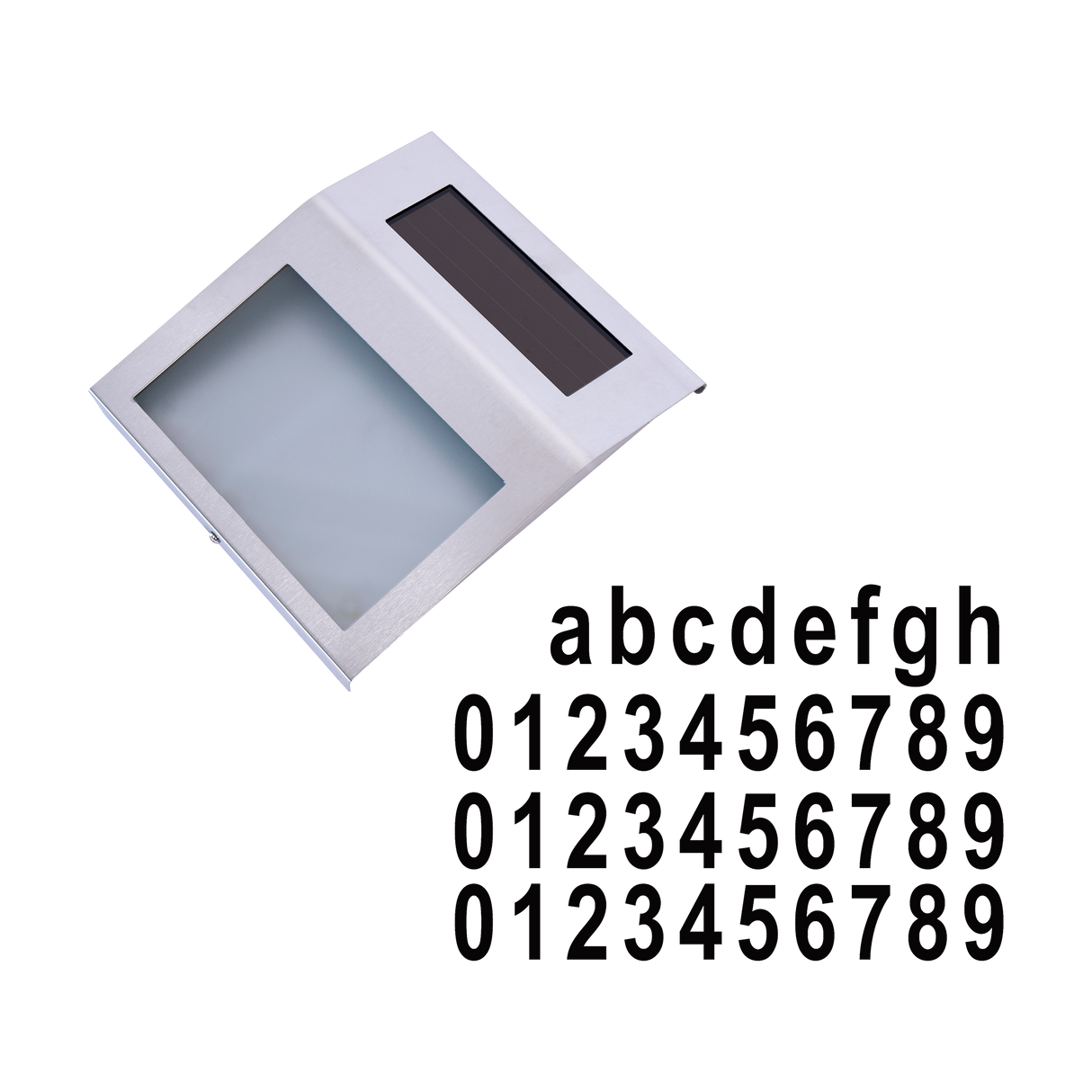 Solar Powered House Number LED Light Stainless Steel Address Signs Plaques