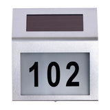 Solar Powered House Number LED Light Stainless Steel Address Signs Plaques - 45-Degree Angle