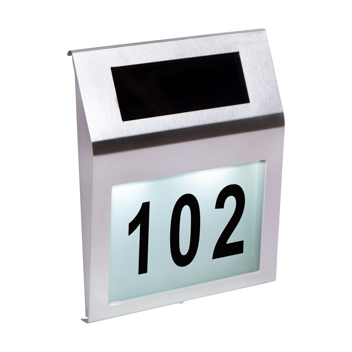 Solar Powered House Number LED Light Stainless Steel Address Signs Plaques