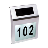 Solar Powered House Number LED Light Stainless Steel Address Signs Plaques
