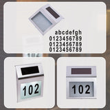 Solar Powered House Number LED Light Stainless Steel Address Signs Plaques - Low Angle