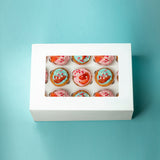 50pcs Cupcake Boxes 12-Hole Laminated Clear Window Face Boxes Favour - Front View