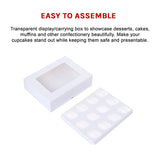 50pcs Cupcake Boxes 12-Hole Laminated Clear Window Face Boxes Favour - Low Angle
