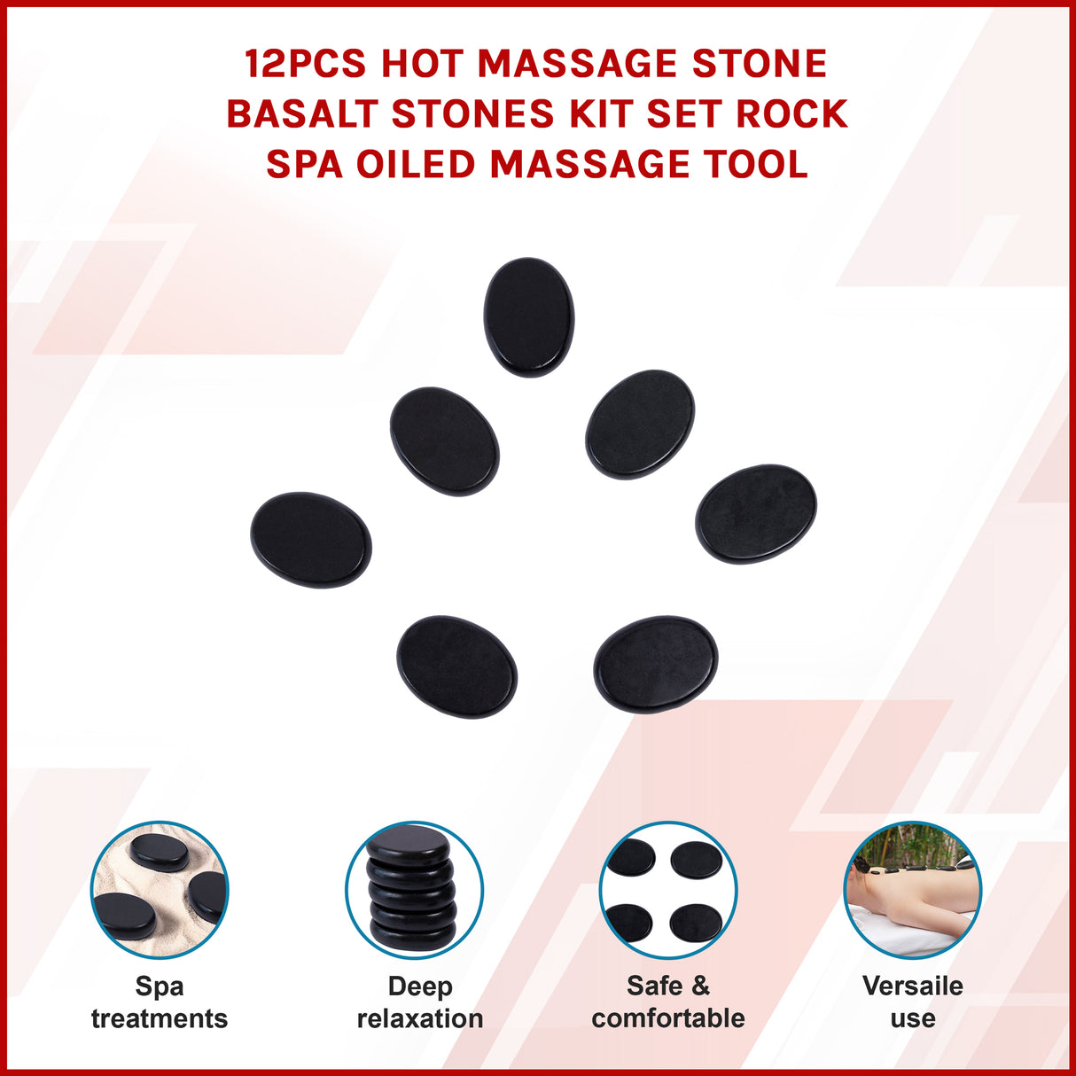 12pcs Hot Massage Stone Basalt Stones Kit Set Rock SPA Oiled Massage Tool
