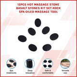 12pcs Hot Massage Stone Basalt Stones Kit Set Rock SPA Oiled Massage Tool - Side View