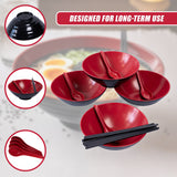 12 Piece Ramen Noodle Bowl with Spoon and Chopsticks Black Red - Extra Image