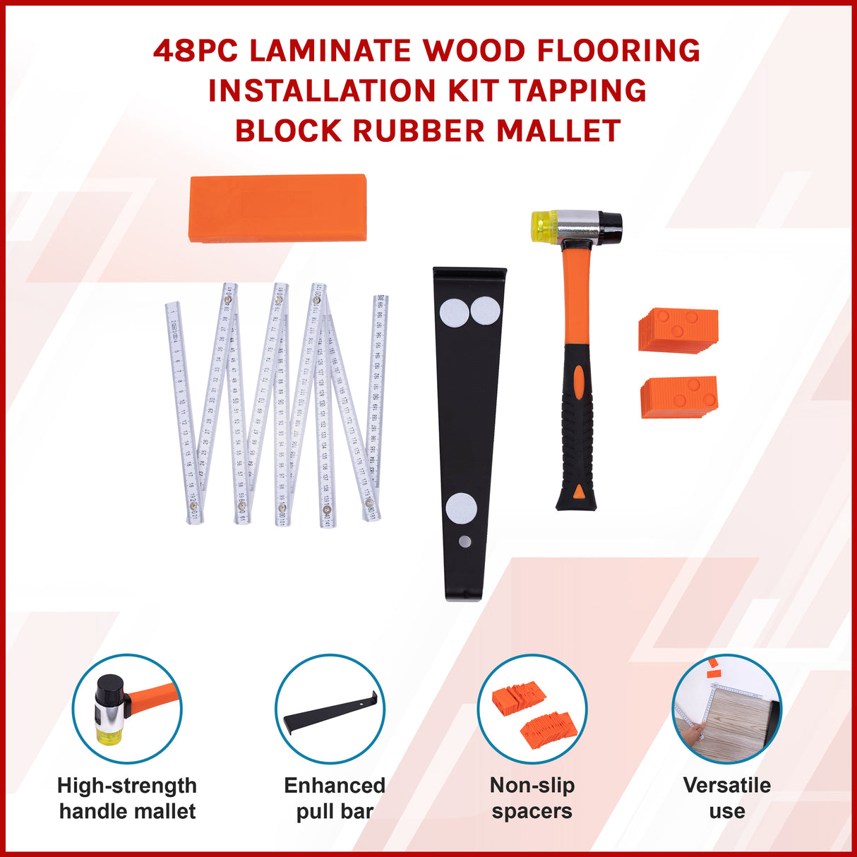 48Pc Laminate Wood Flooring Installation Kit Tapping Block Rubber Mallet