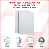 MIRROR Acrylic Sheet Perspex Sheet Panel 2pc/set 900mm x 600mm x 3mm - Front View
