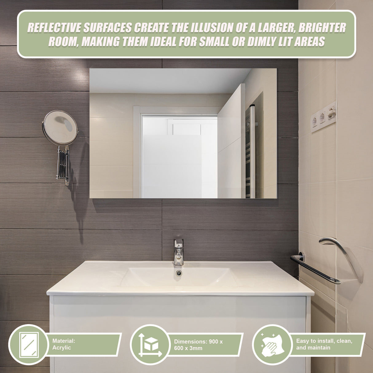 MIRROR Acrylic Sheet Perspex Sheet Panel 2pc/set 900mm x 600mm x 3mm