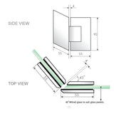 90cm Frameless Diamond Shower Screen &ndash; Chrome F-Brackets Detailing with Durable SS Hinges