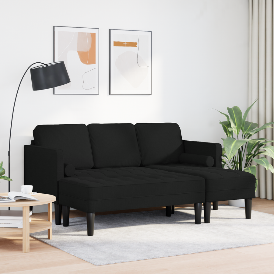 Sofa Set 2 pcs Black Polyester